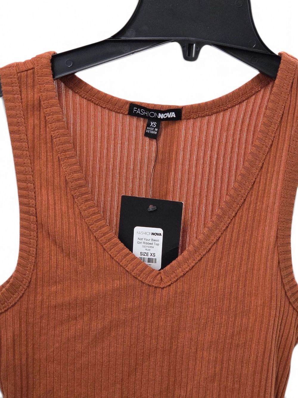 NWT Fashion Nova Not Your Basic Girl Ribbed Tank Top - Rust - XS Style DZ21E658 - Picture 2 of 7